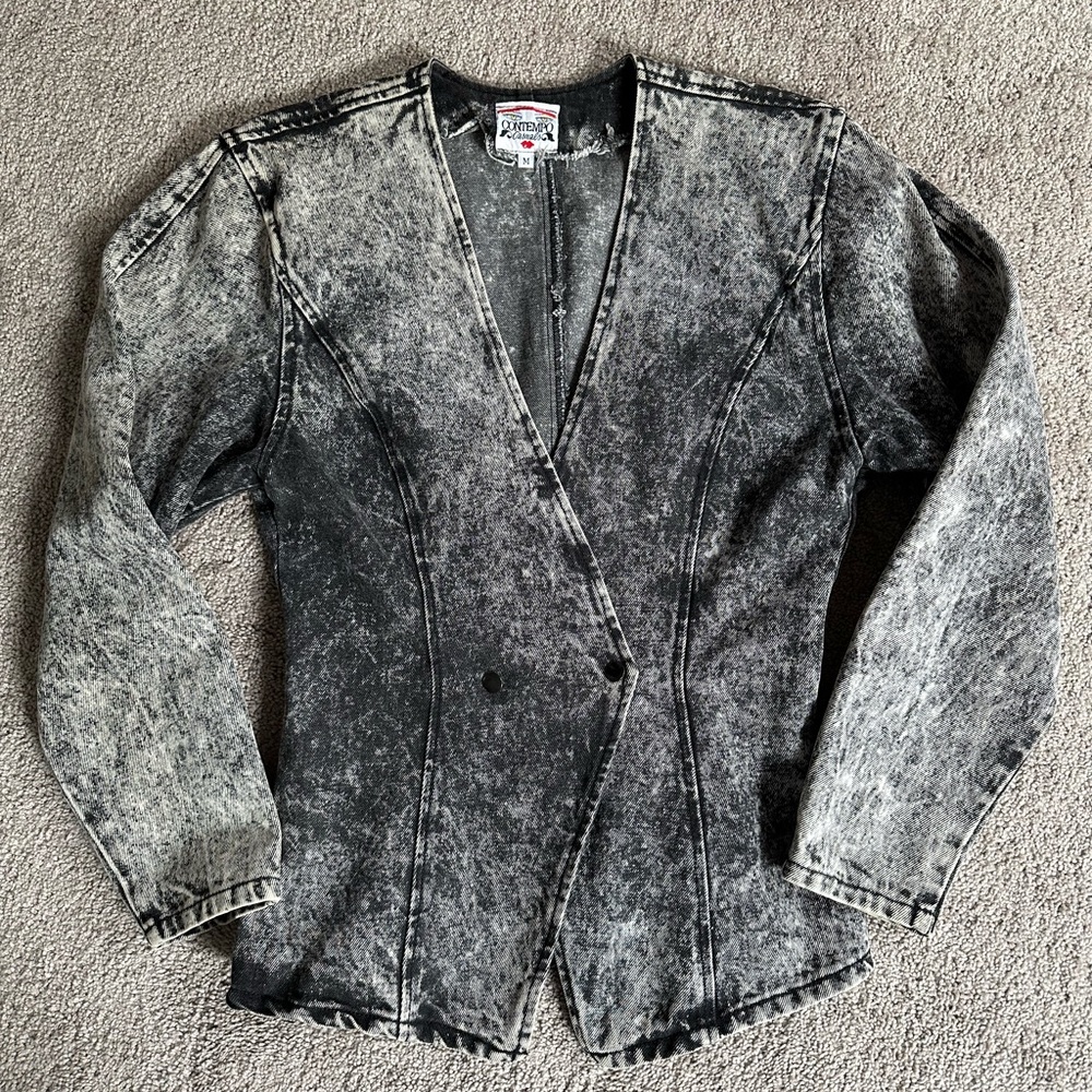 Vintage Acid Wash Gray Denim Jacket
